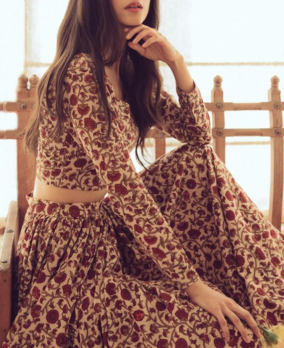 Block Printed Ghaggra